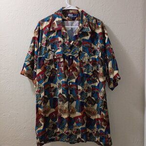 Ralph Lauren Polo Hawaiian Shirt – Vintage Travel Collage Print Size LG